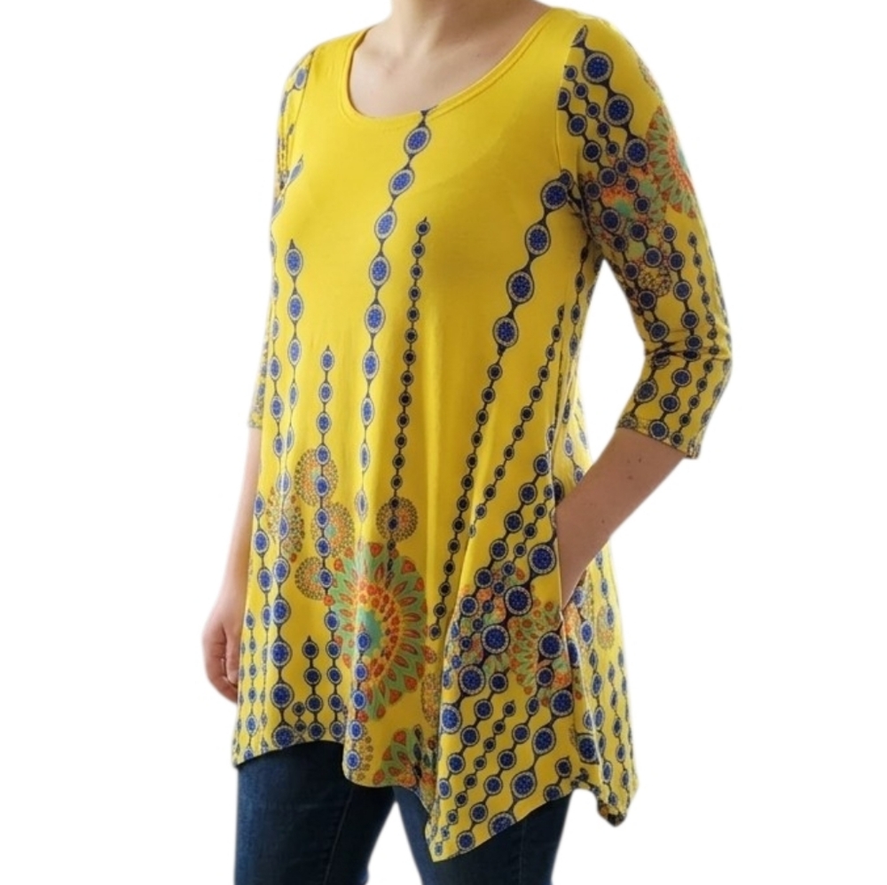 White Mark Yellow Hankerchief Top Size Large